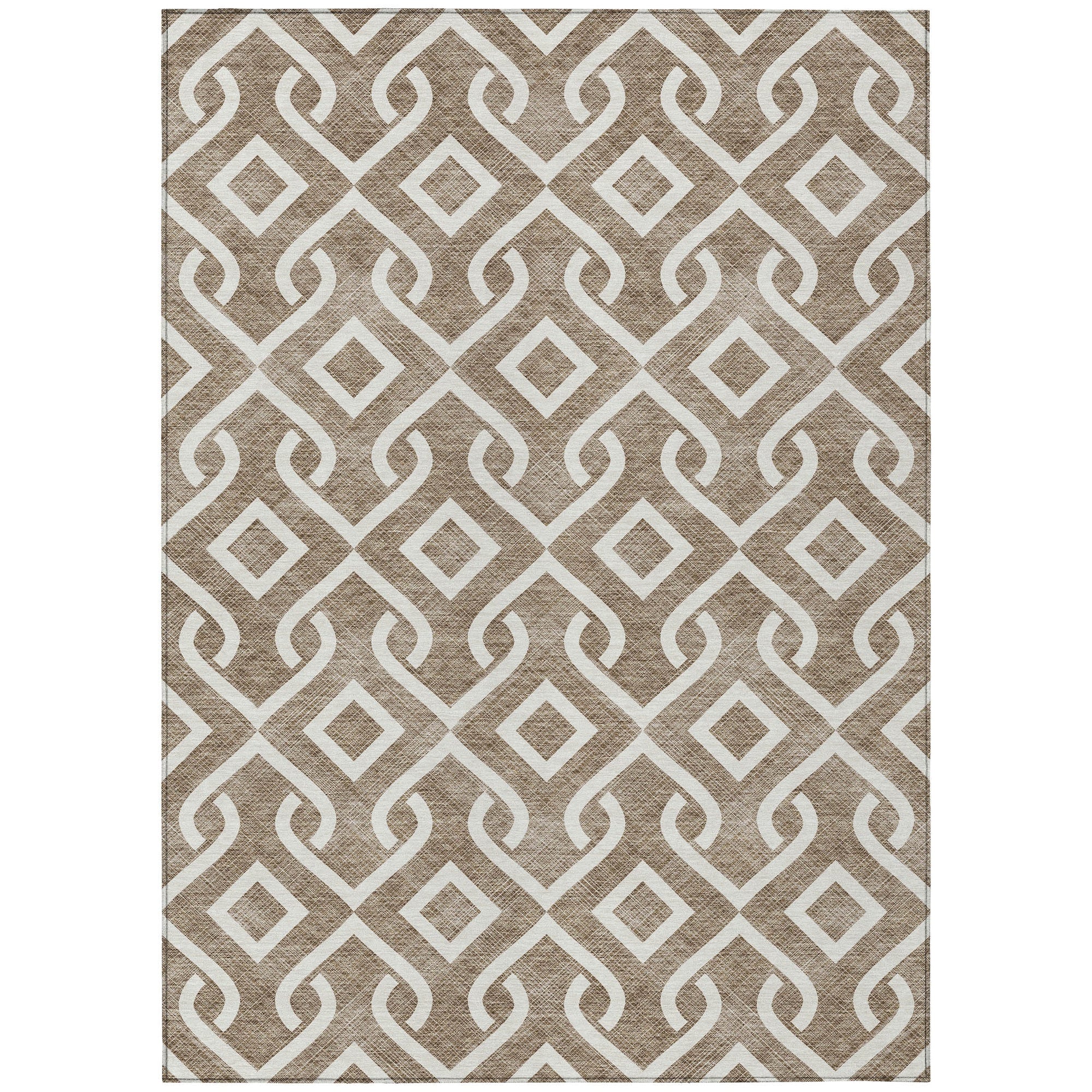 Addison Rugs Offset Stripes Brown Washable Indoor-Outdoor Rug