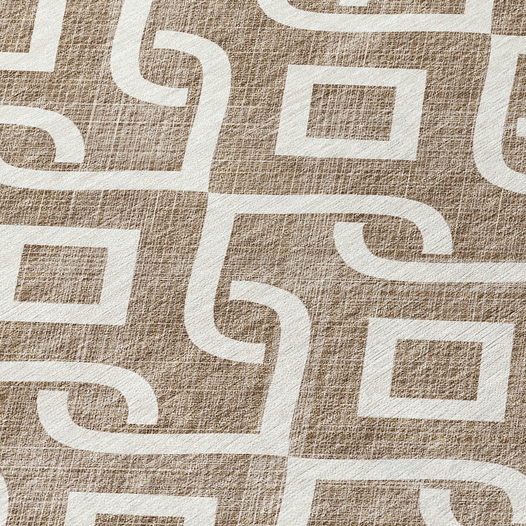 Addison Rugs Offset Stripes Brown Washable Indoor-Outdoor Rug