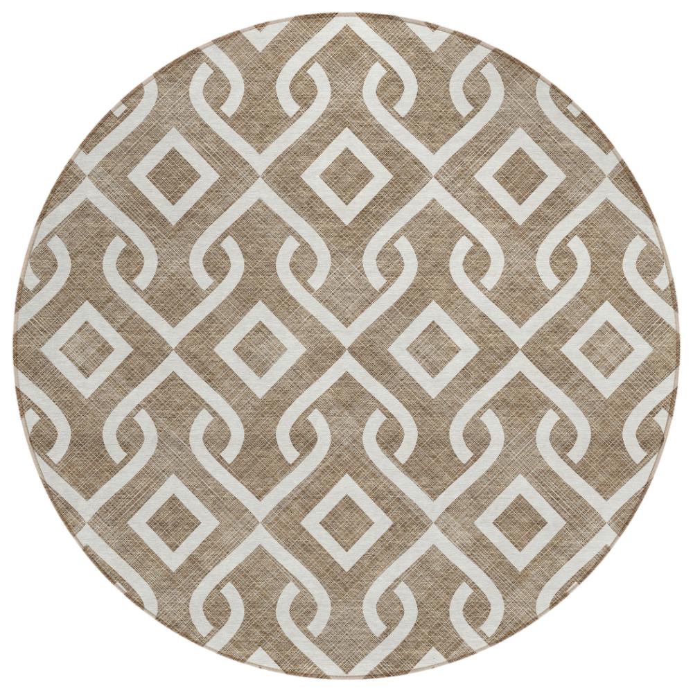 Addison Rugs Offset Stripes Brown Washable Indoor-Outdoor Rug
