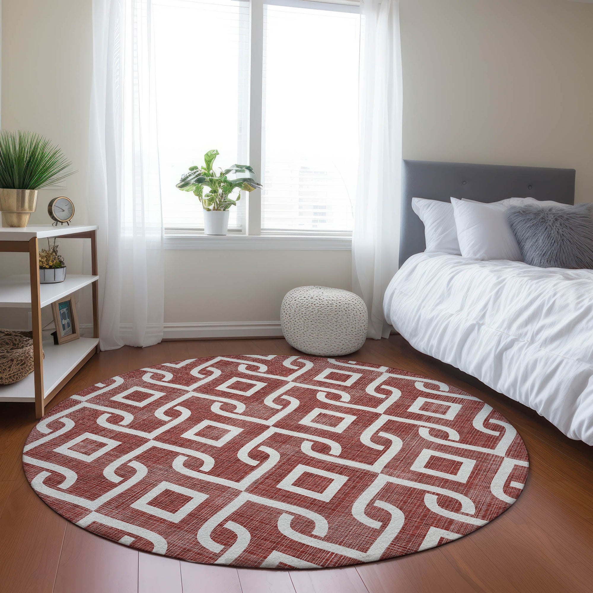 Addison Rugs Offset Stripes Burgundy Washable Indoor-Outdoor Rug