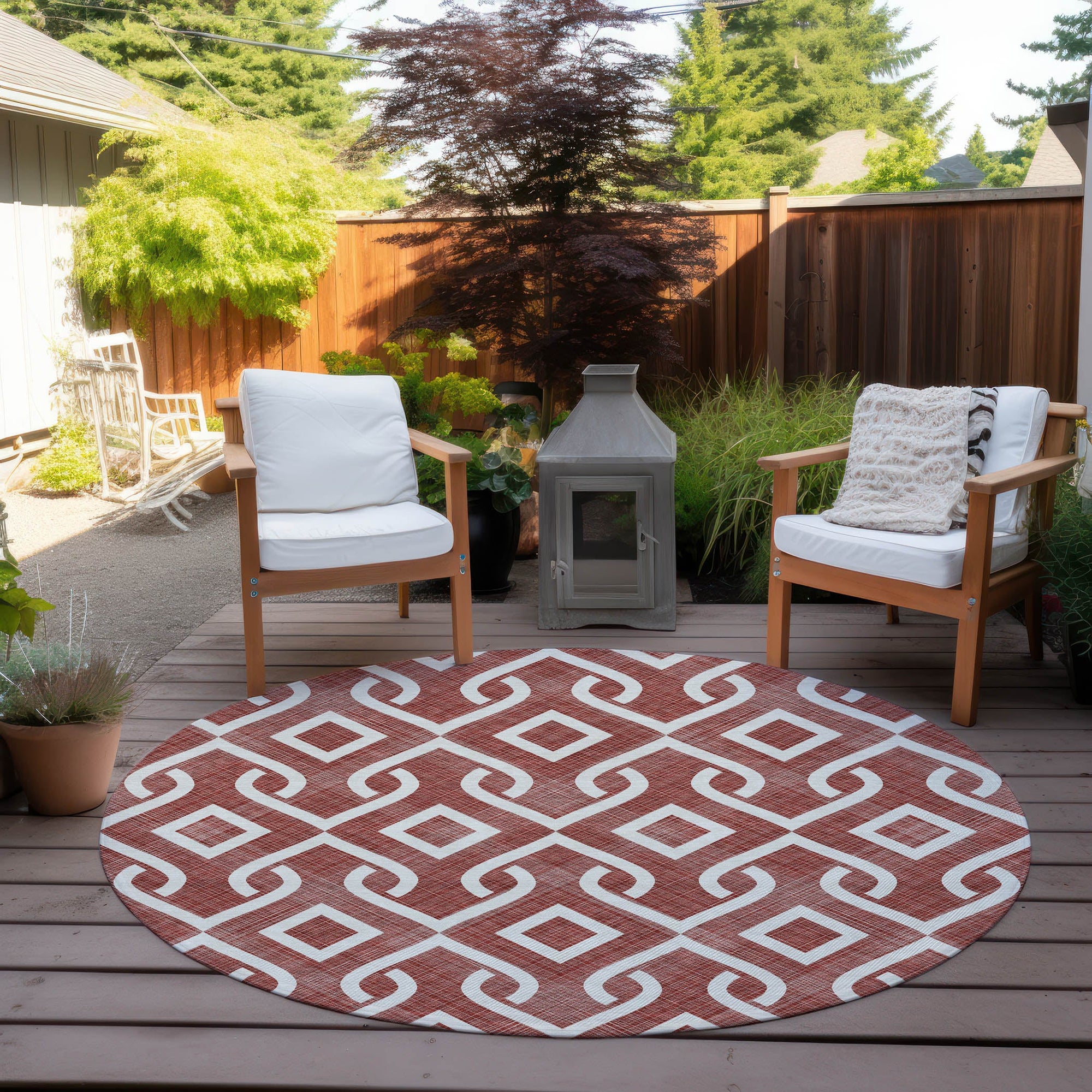 Addison Rugs Offset Stripes Burgundy Washable Indoor-Outdoor Rug