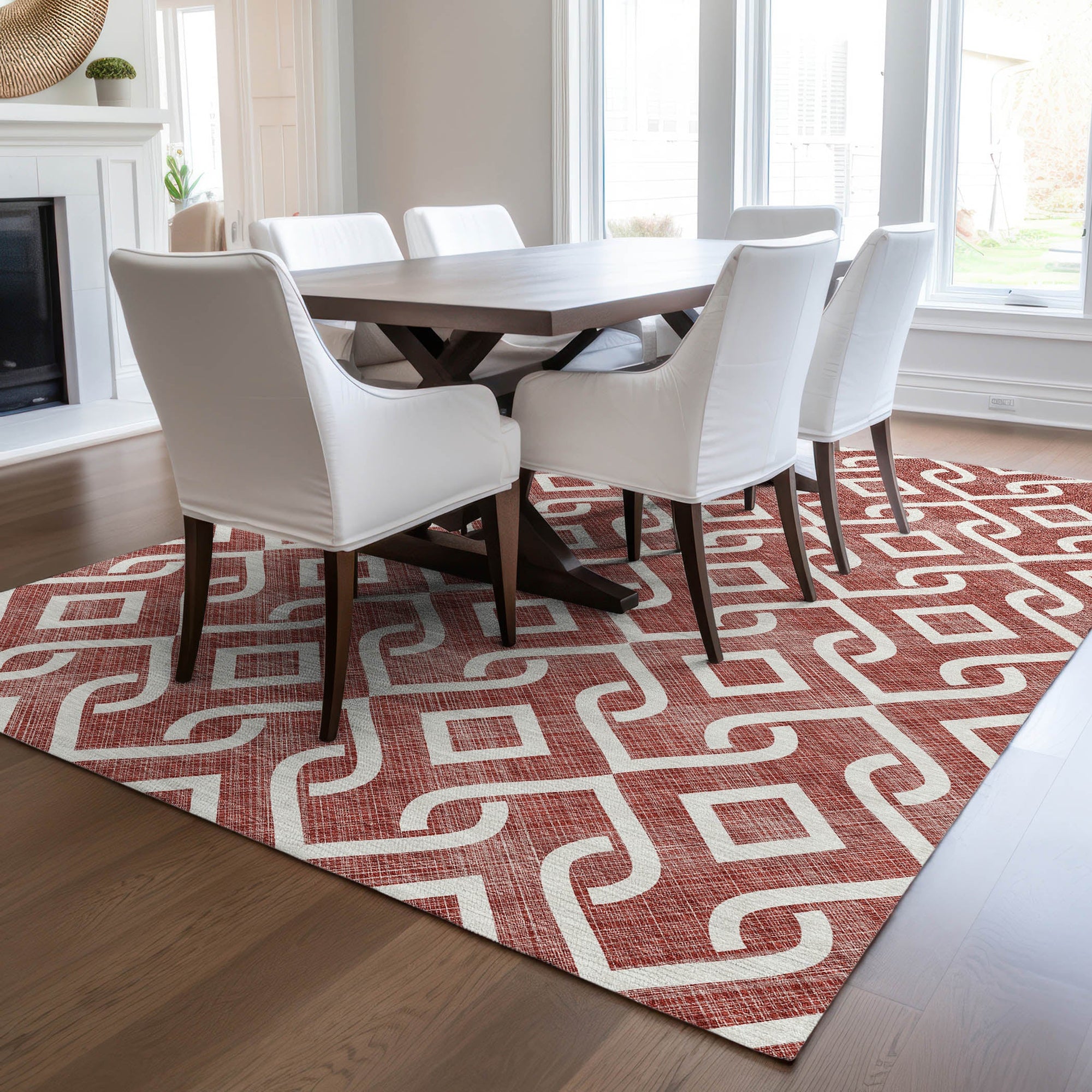 Addison Rugs Offset Stripes Burgundy Washable Indoor-Outdoor Rug