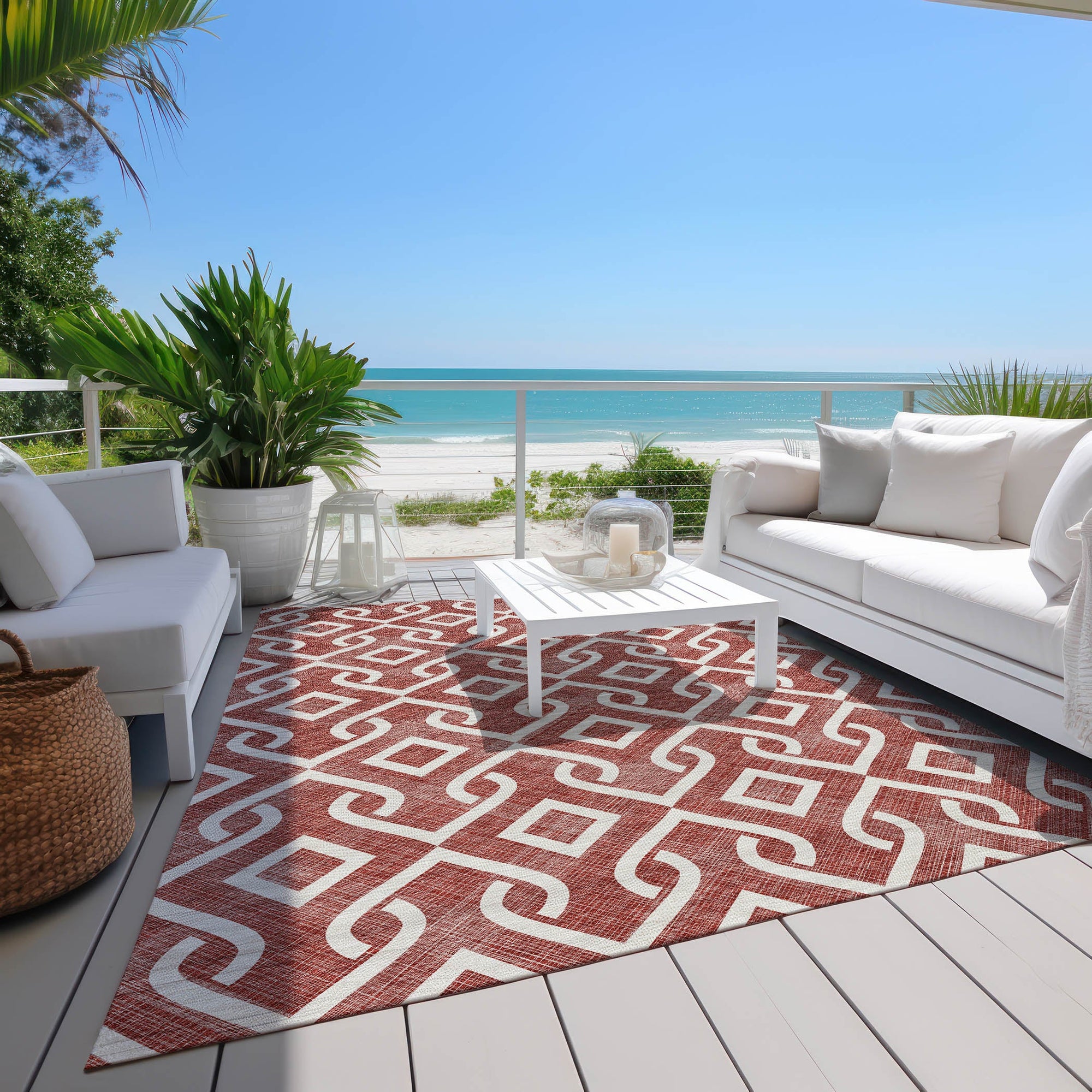 Addison Rugs Offset Stripes Burgundy Washable Indoor-Outdoor Rug