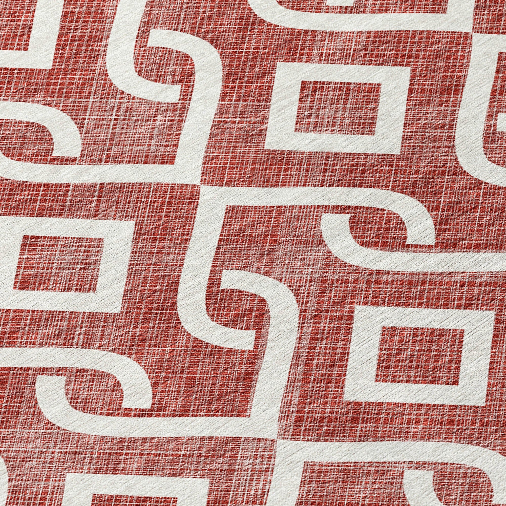 Addison Rugs Offset Stripes Burgundy Washable Indoor-Outdoor Rug