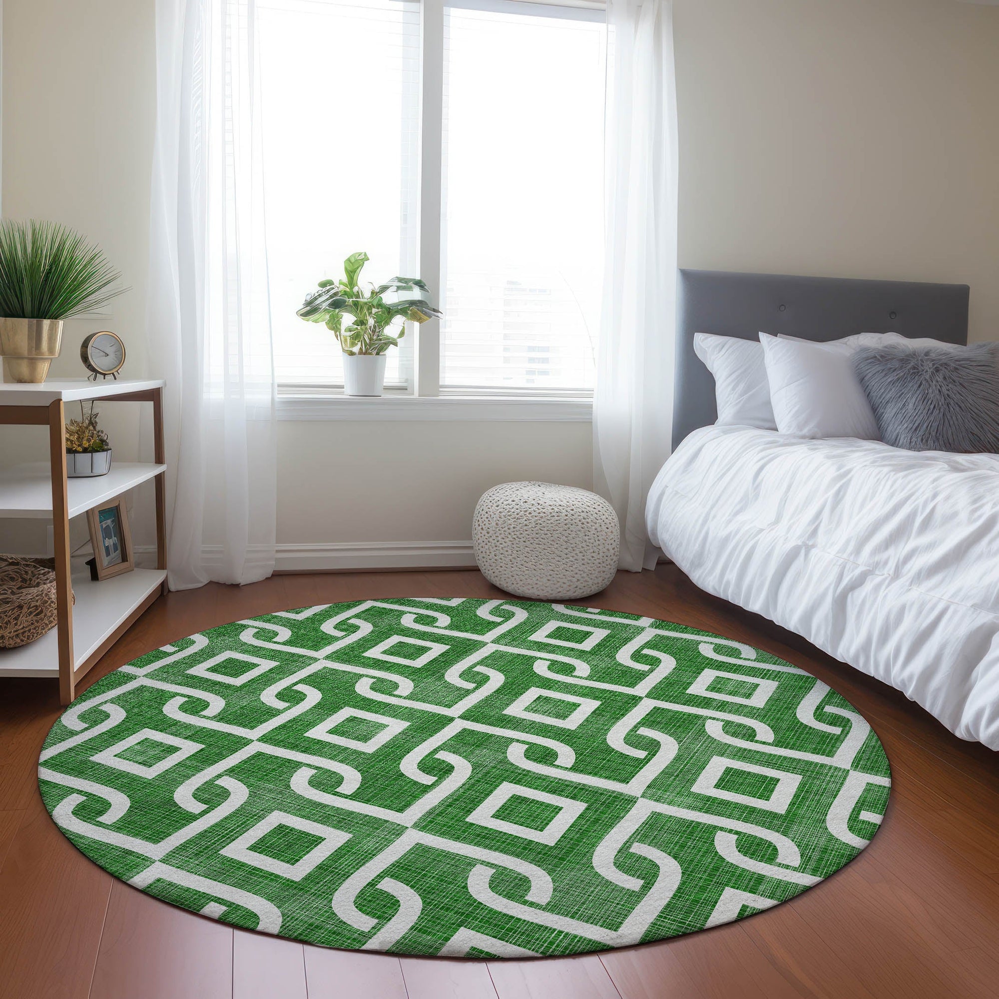 Addison Rugs Offset Stripes Emerald Washable Indoor-Outdoor Rug