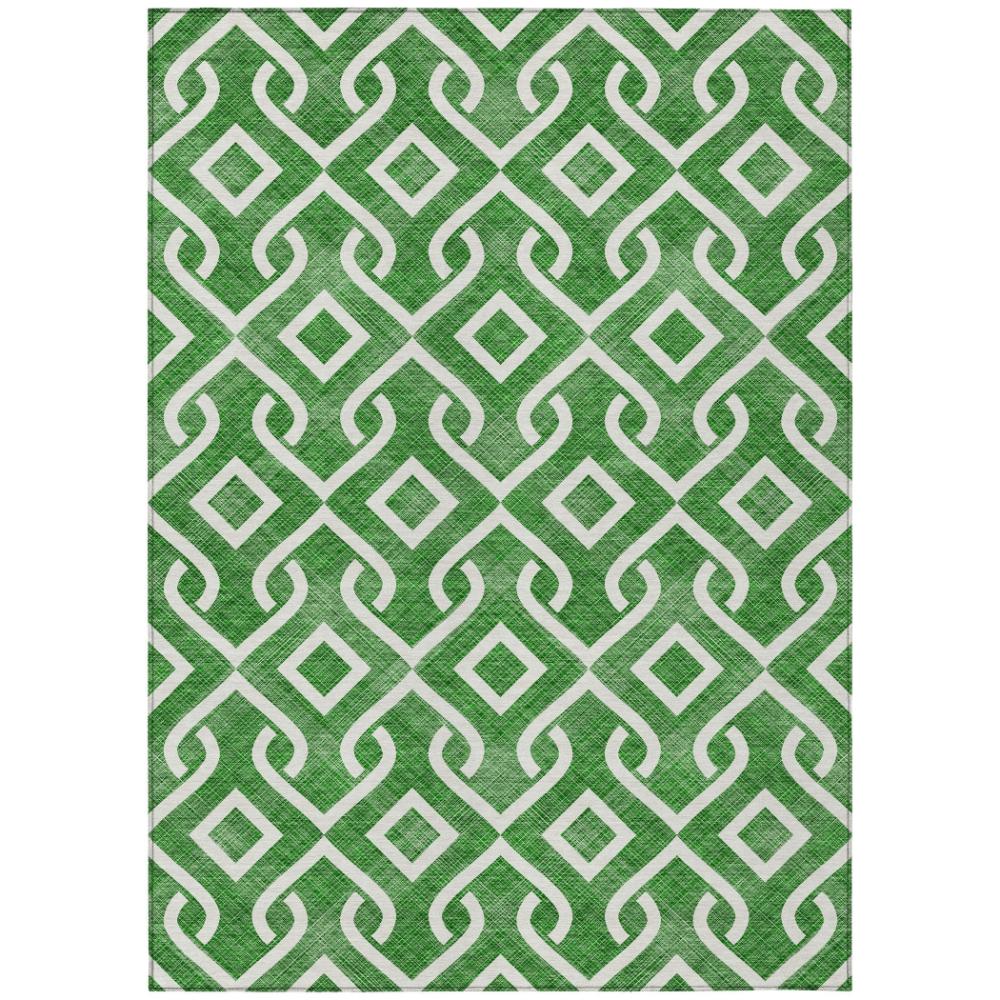 Addison Rugs Offset Stripes Emerald Washable Indoor-Outdoor Rug