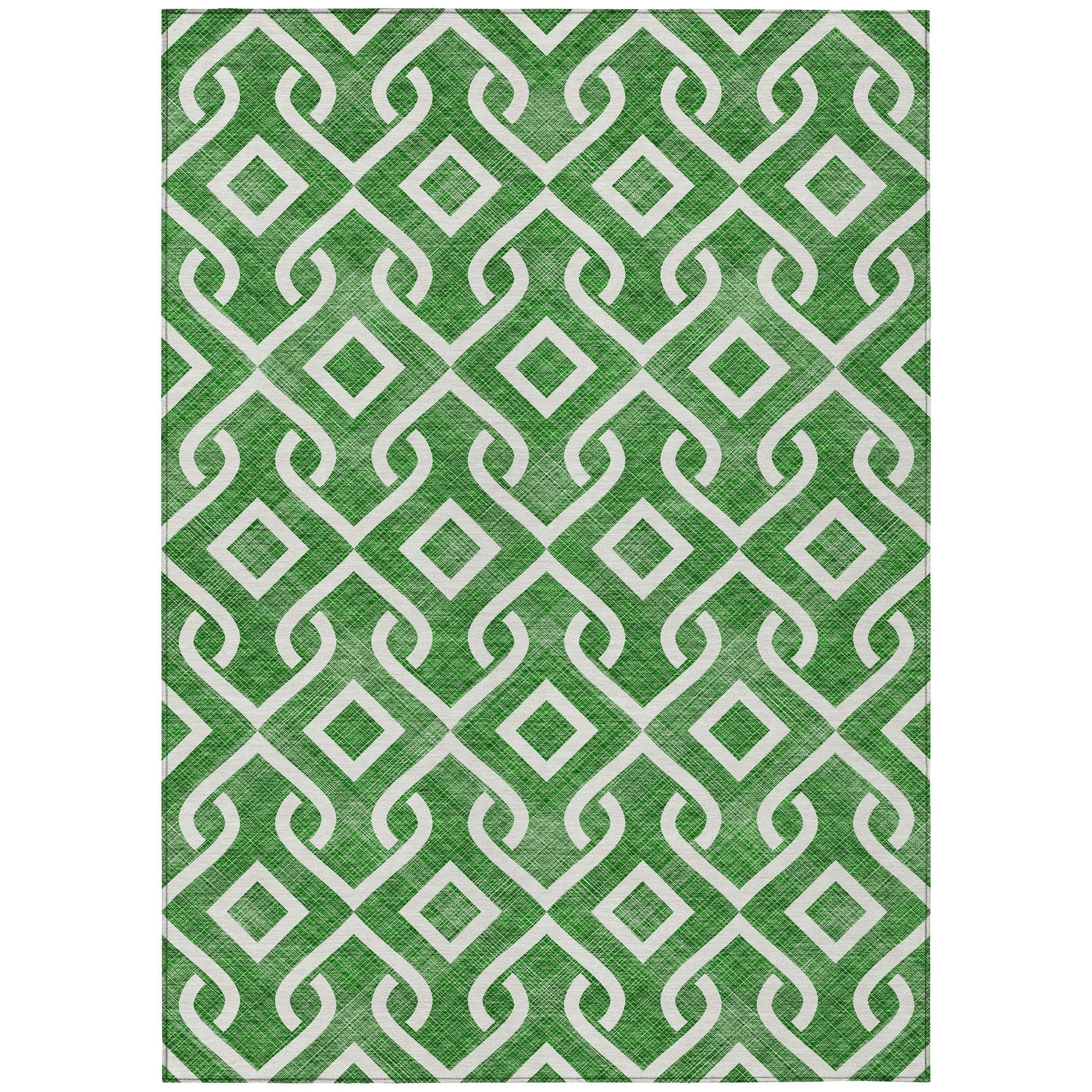 Addison Rugs Offset Stripes Emerald Washable Indoor-Outdoor Rug