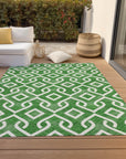 Addison Rugs Offset Stripes Emerald Washable Indoor-Outdoor Rug