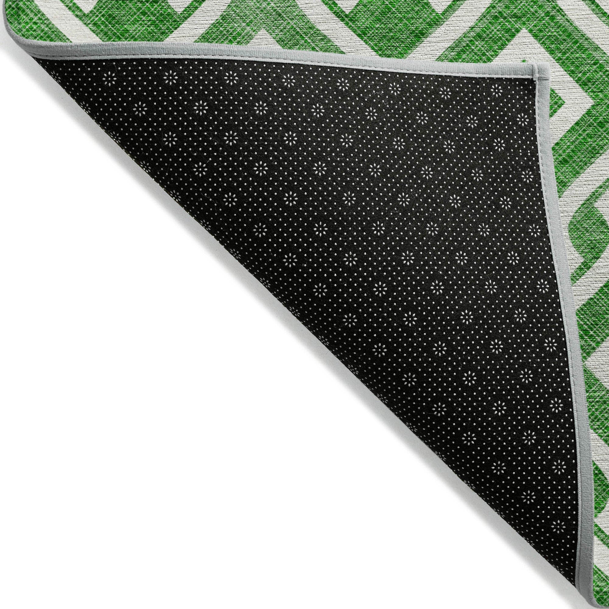 Addison Rugs Offset Stripes Emerald Washable Indoor-Outdoor Rug