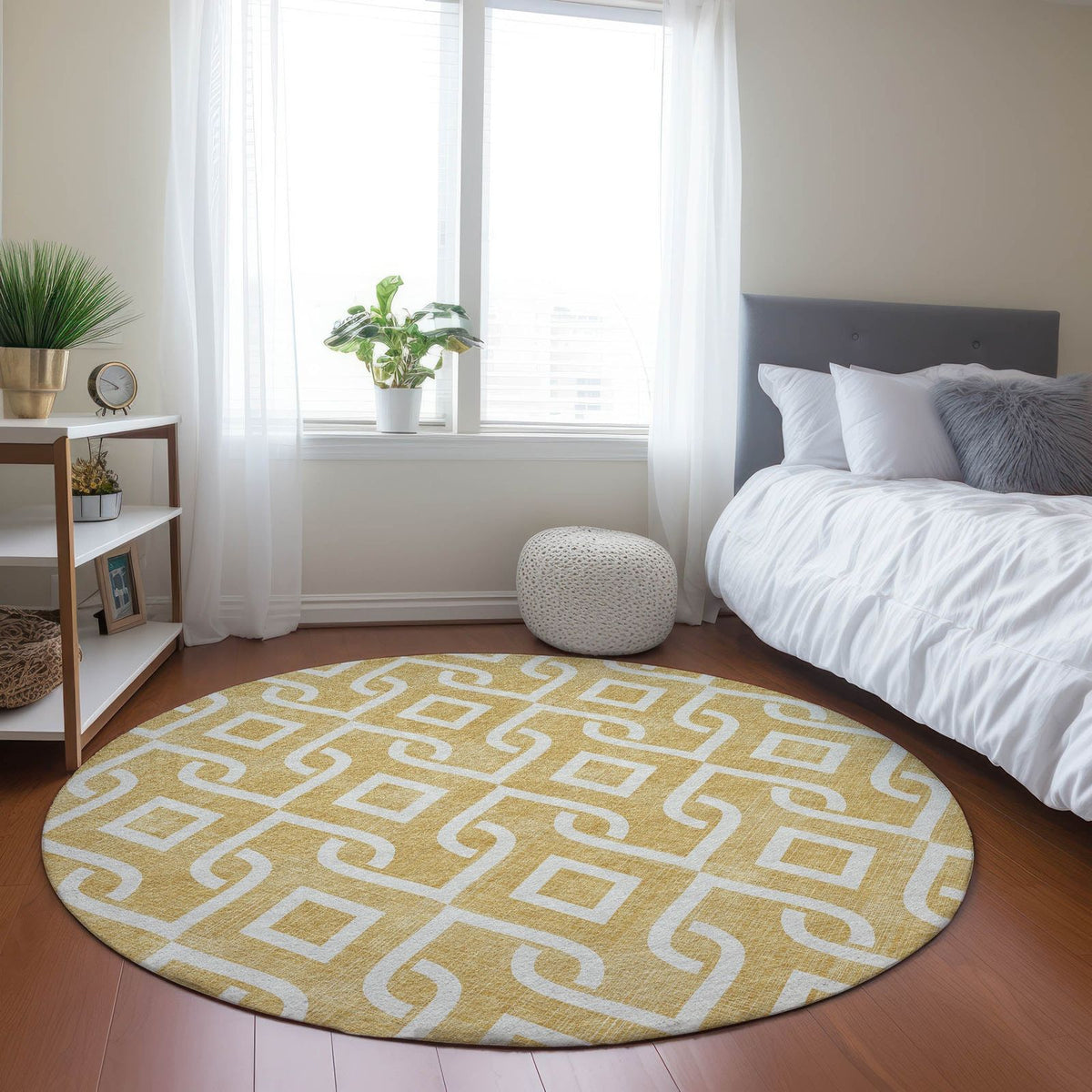 Addison Rugs Offset Stripes Gold Washable Indoor-Outdoor Rug