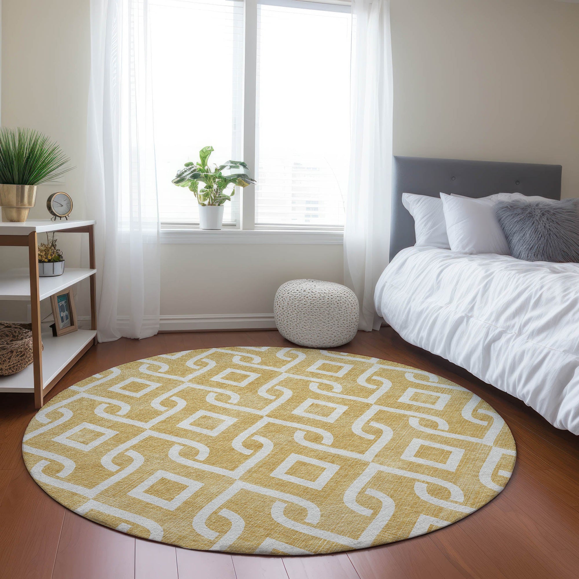Addison Rugs Offset Stripes Gold Washable Indoor-Outdoor Rug