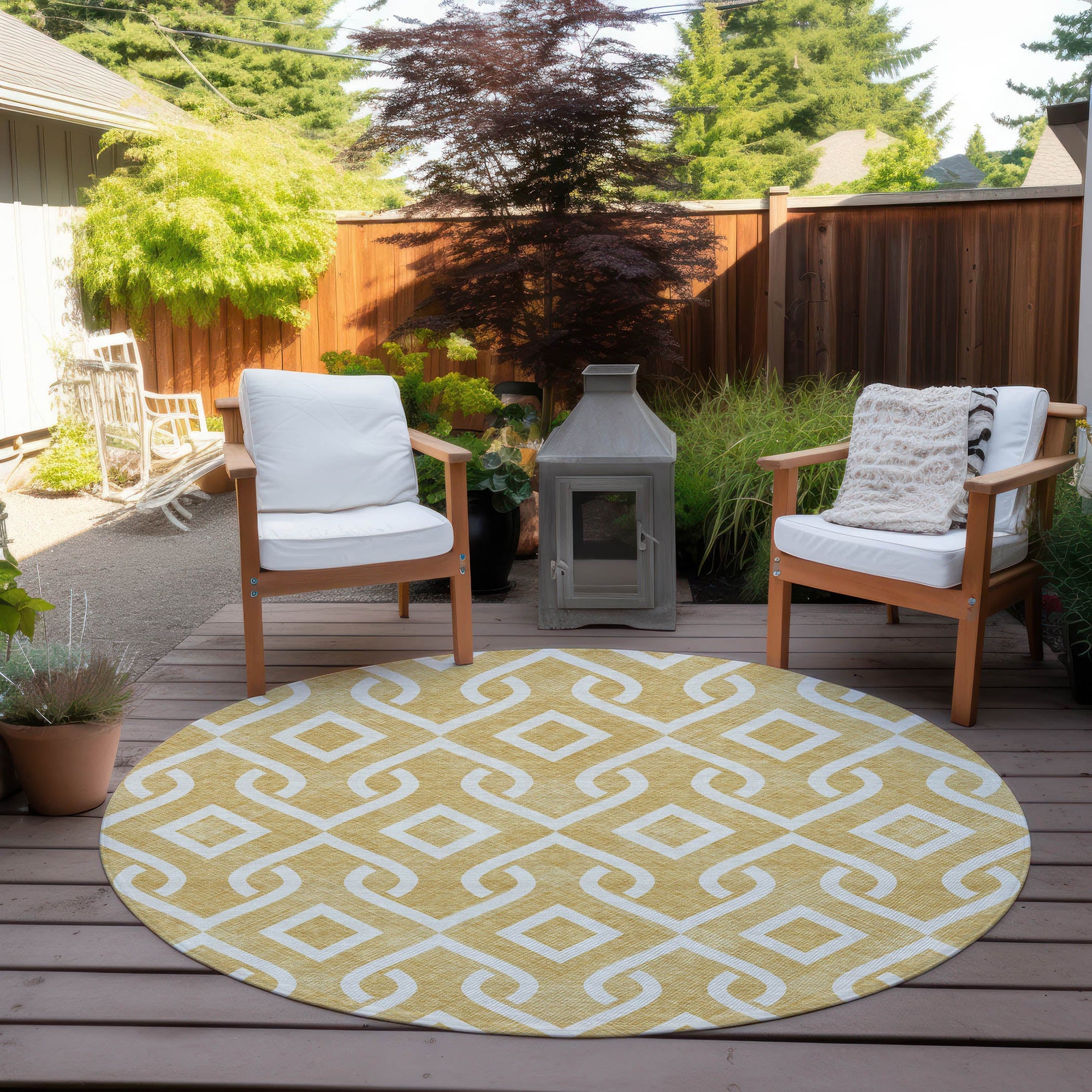 Addison Rugs Offset Stripes Gold Washable Indoor-Outdoor Rug
