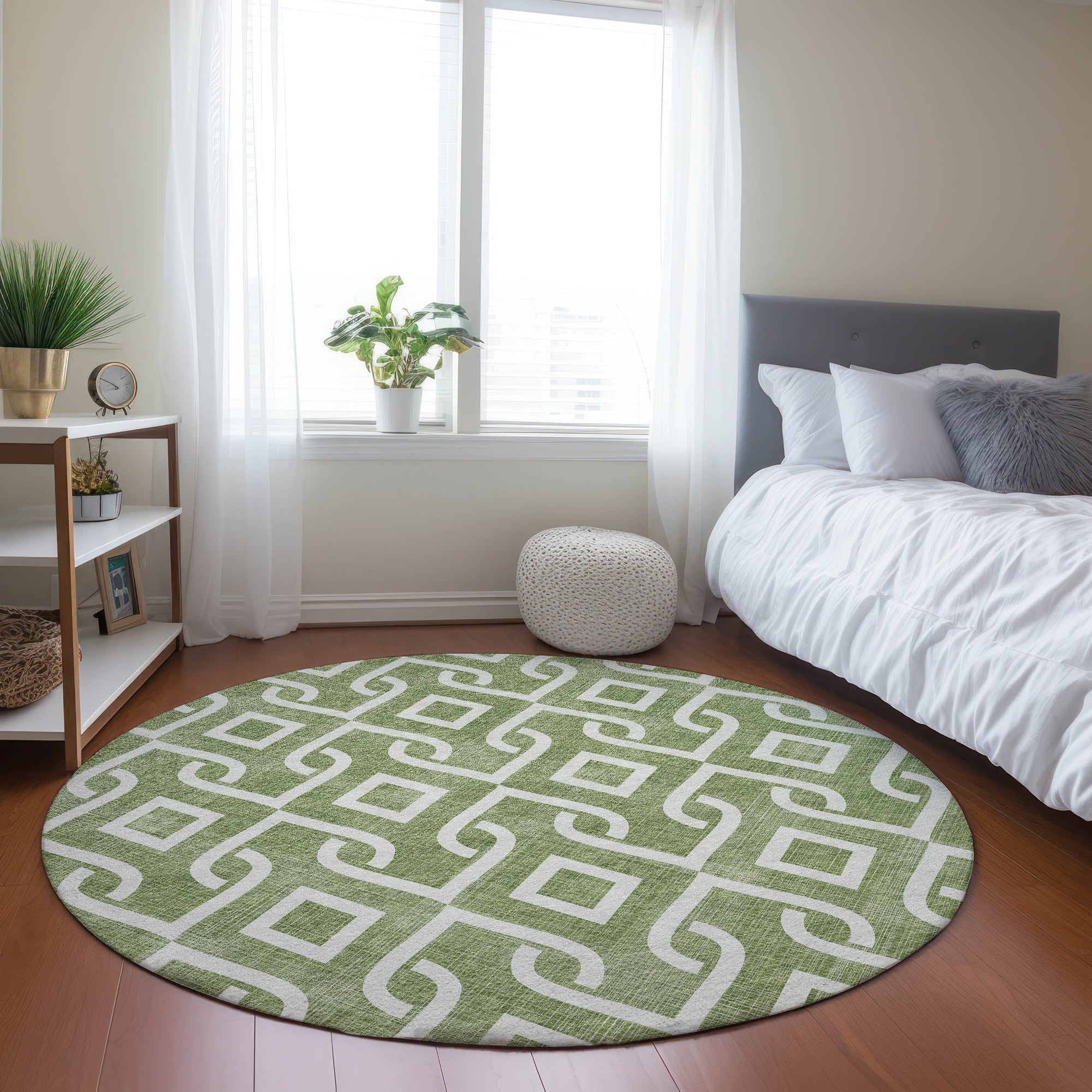 Addison Rugs Offset Stripes Green Washable Indoor-Outdoor Rug