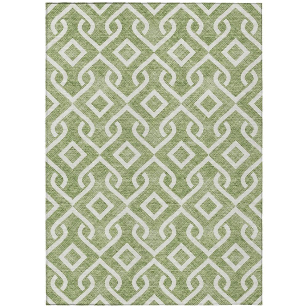 Addison Rugs Offset Stripes Green Washable Indoor-Outdoor Rug