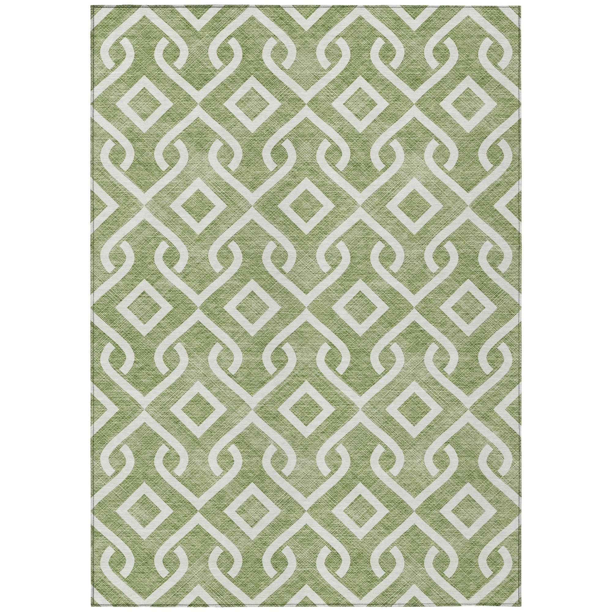 Addison Rugs Offset Stripes Green Washable Indoor-Outdoor Rug