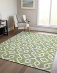 Addison Rugs Offset Stripes Green Washable Indoor-Outdoor Rug
