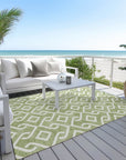 Addison Rugs Offset Stripes Green Washable Indoor-Outdoor Rug