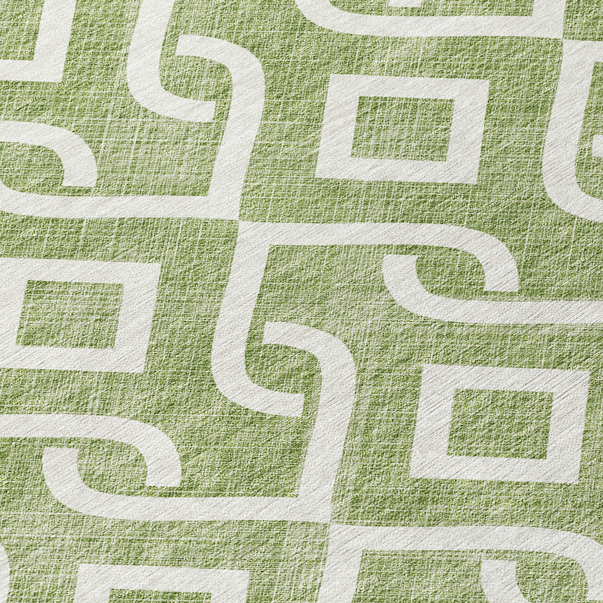 Addison Rugs Offset Stripes Green Washable Indoor-Outdoor Rug