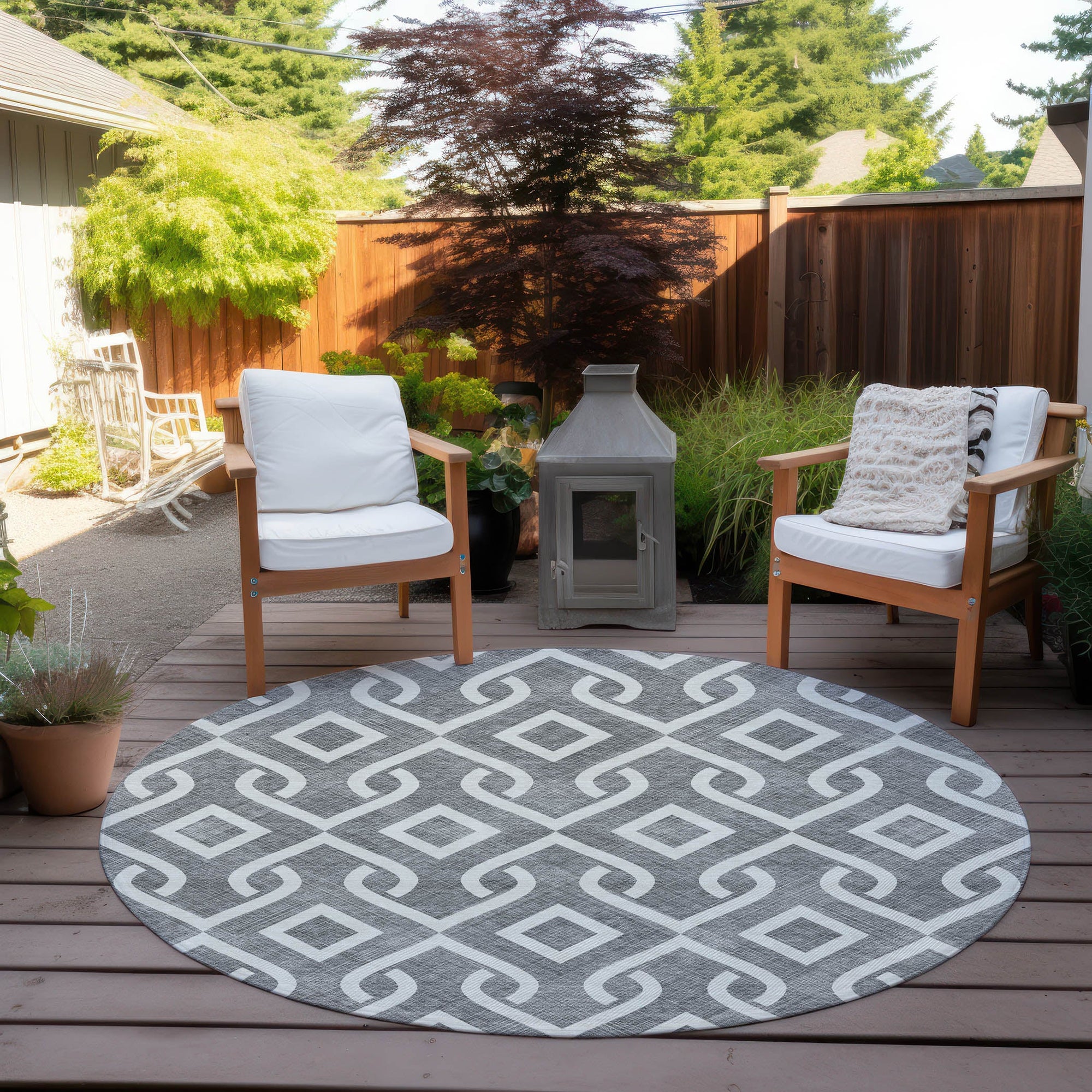 Addison Rugs Offset Stripes Grey Washable Indoor-Outdoor Rug