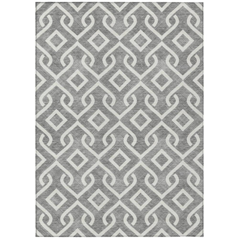 Addison Rugs Offset Stripes Grey Washable Indoor-Outdoor Rug