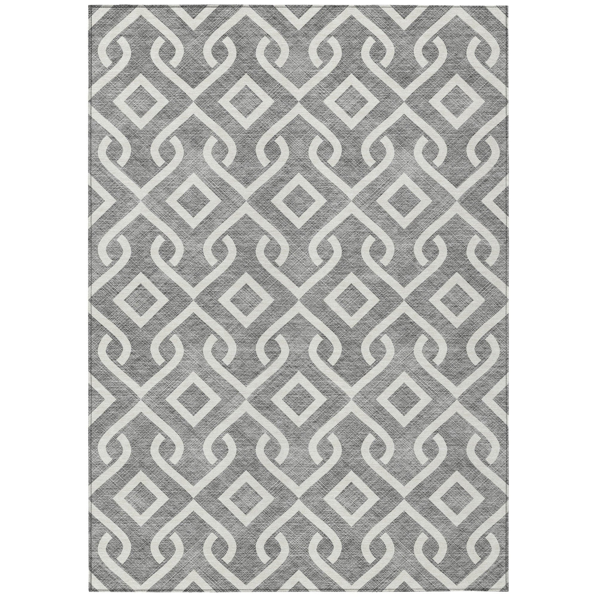 Addison Rugs Offset Stripes Grey Washable Indoor-Outdoor Rug