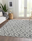 Addison Rugs Offset Stripes Grey Washable Indoor-Outdoor Rug