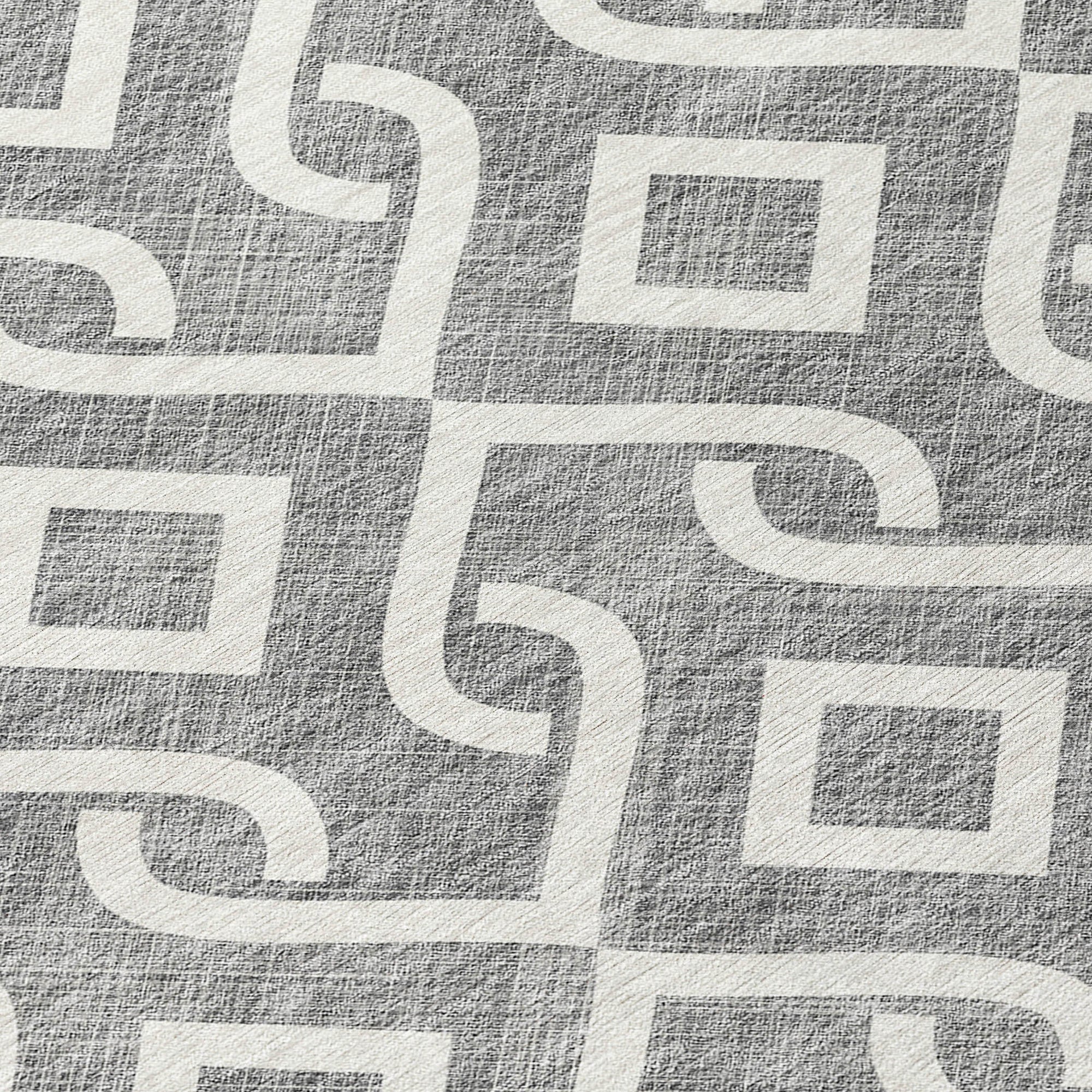 Addison Rugs Offset Stripes Grey Washable Indoor-Outdoor Rug