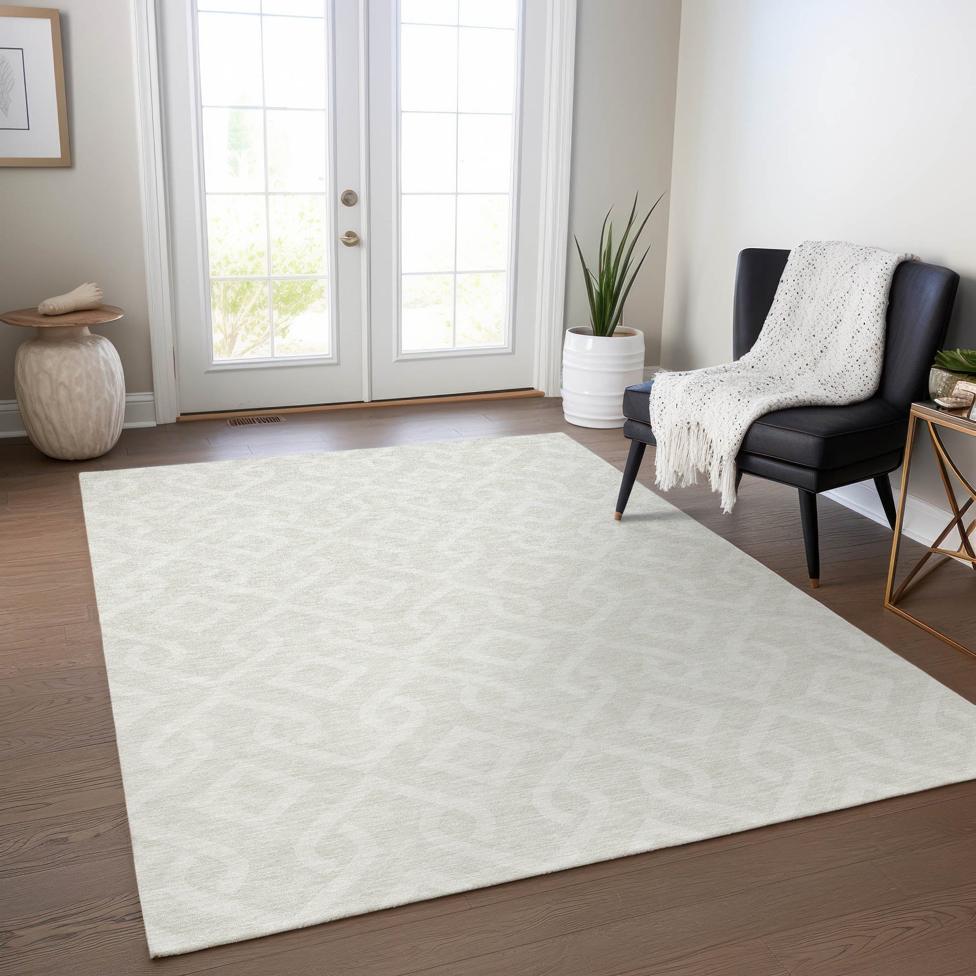 Addison Rugs Offset Stripes Ivory Washable Indoor-Outdoor Rug