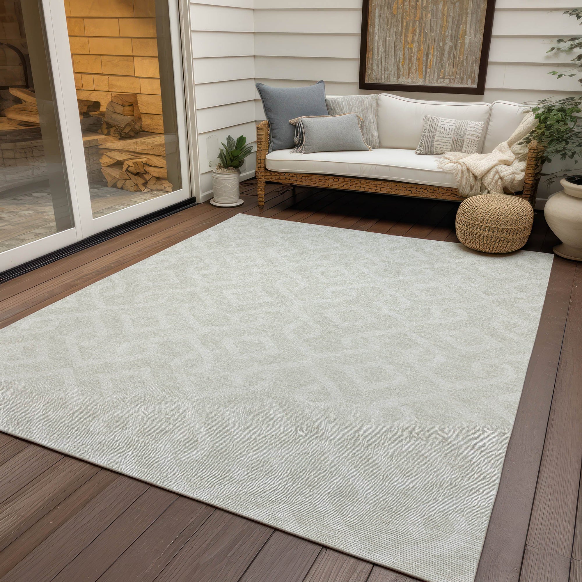 Addison Rugs Offset Stripes Ivory Washable Indoor-Outdoor Rug