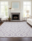 Addison Rugs Offset Stripes Lavender Washable Indoor-Outdoor Rug