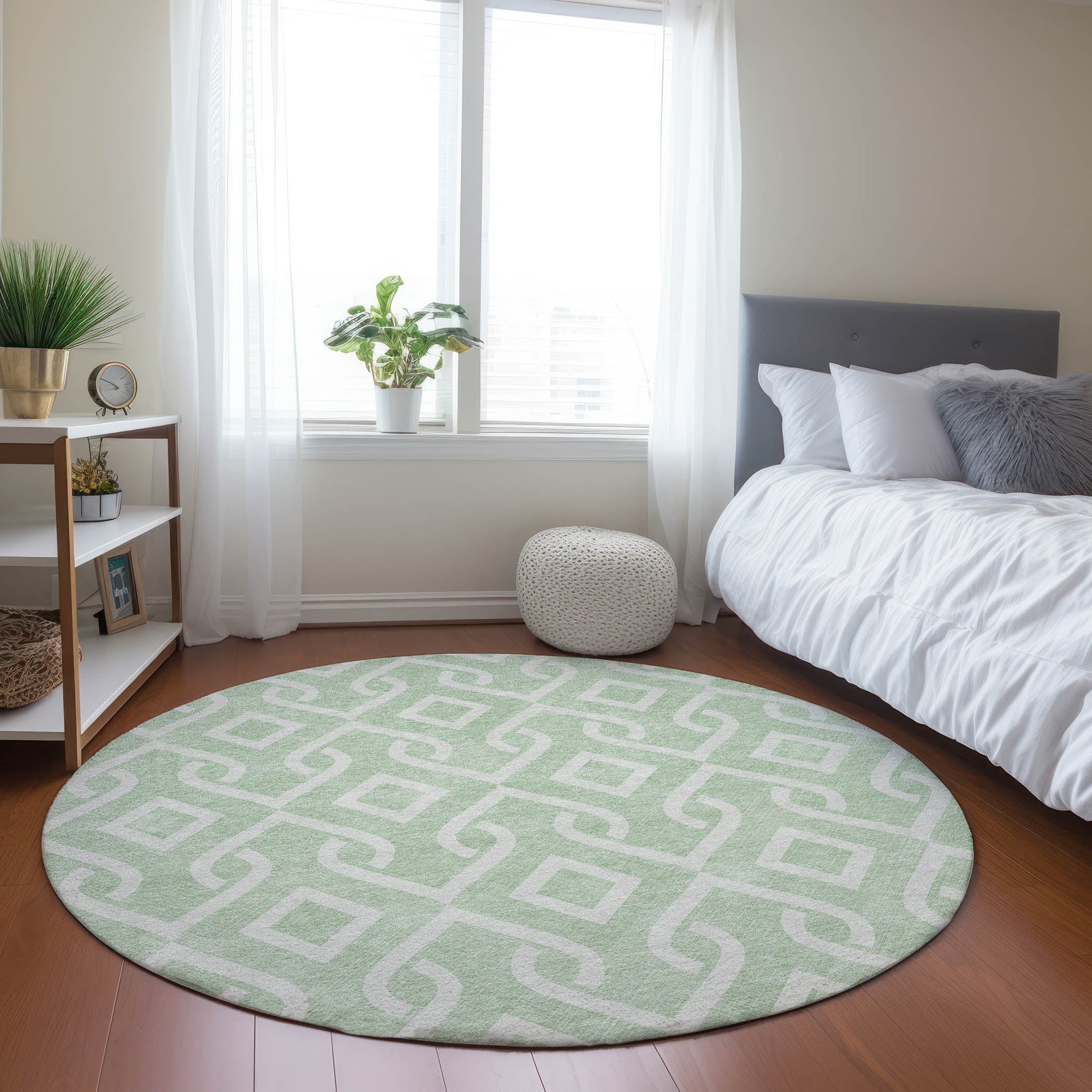 Addison Rugs Offset Stripes Mint Washable Indoor-Outdoor Rug