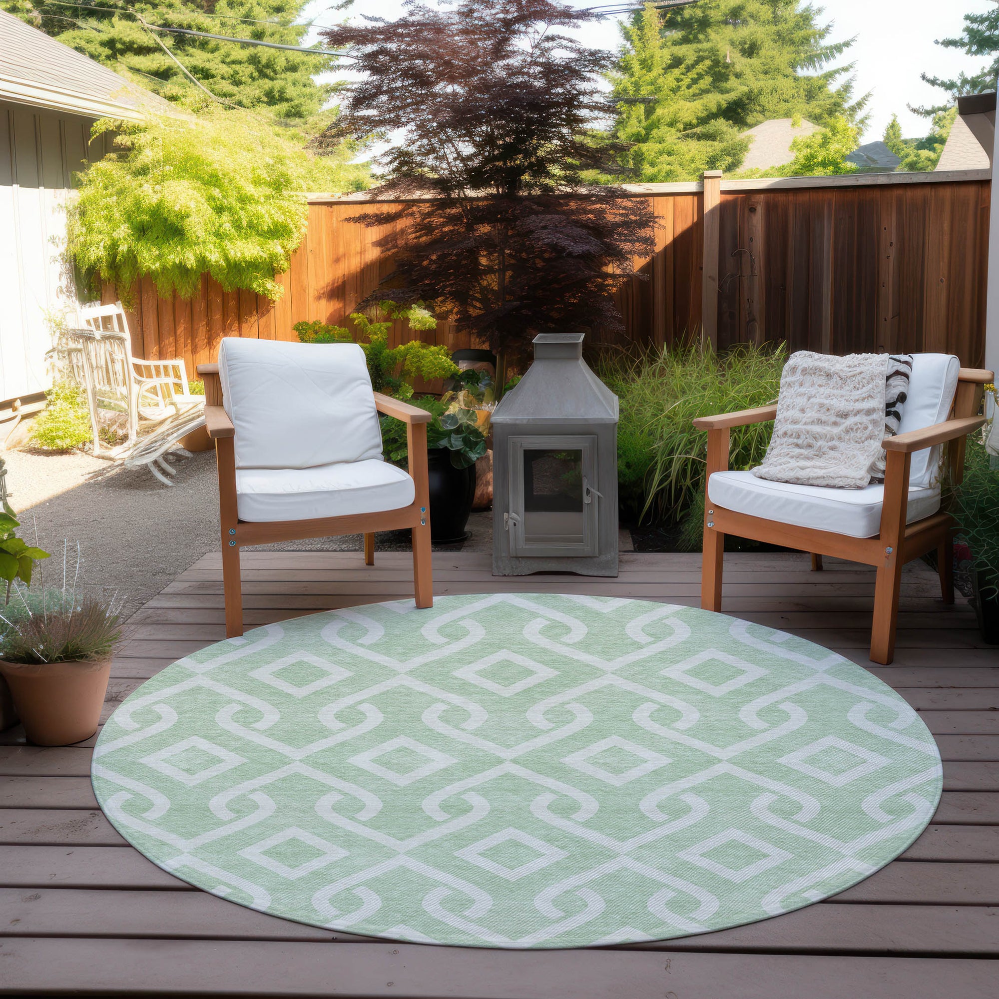 Addison Rugs Offset Stripes Mint Washable Indoor-Outdoor Rug