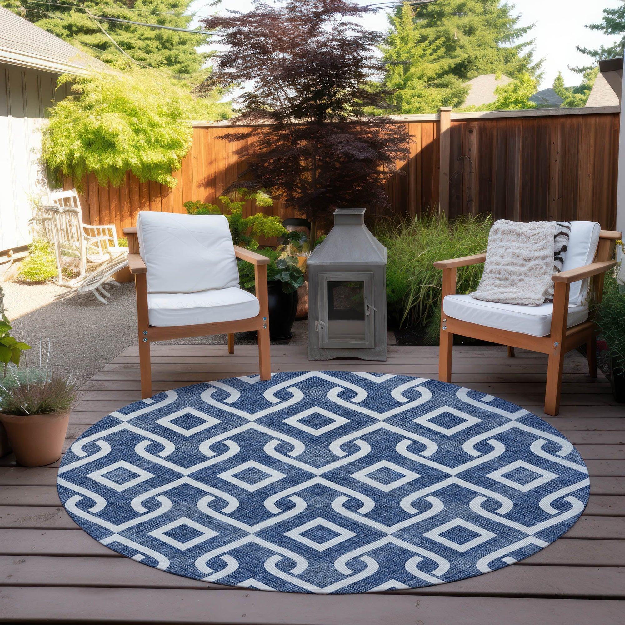 Addison Rugs Offset Stripes Navy Washable Indoor-Outdoor Rug