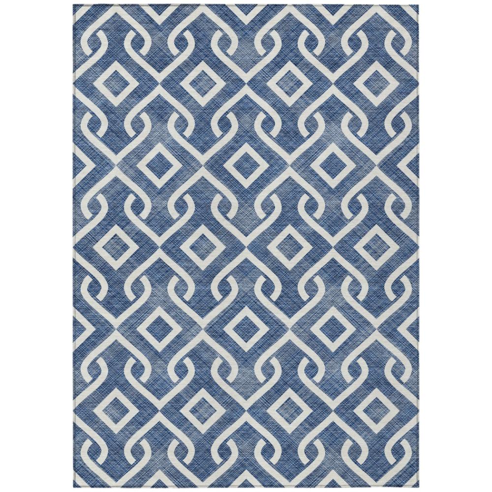 Addison Rugs Offset Stripes Navy Washable Indoor-Outdoor Rug