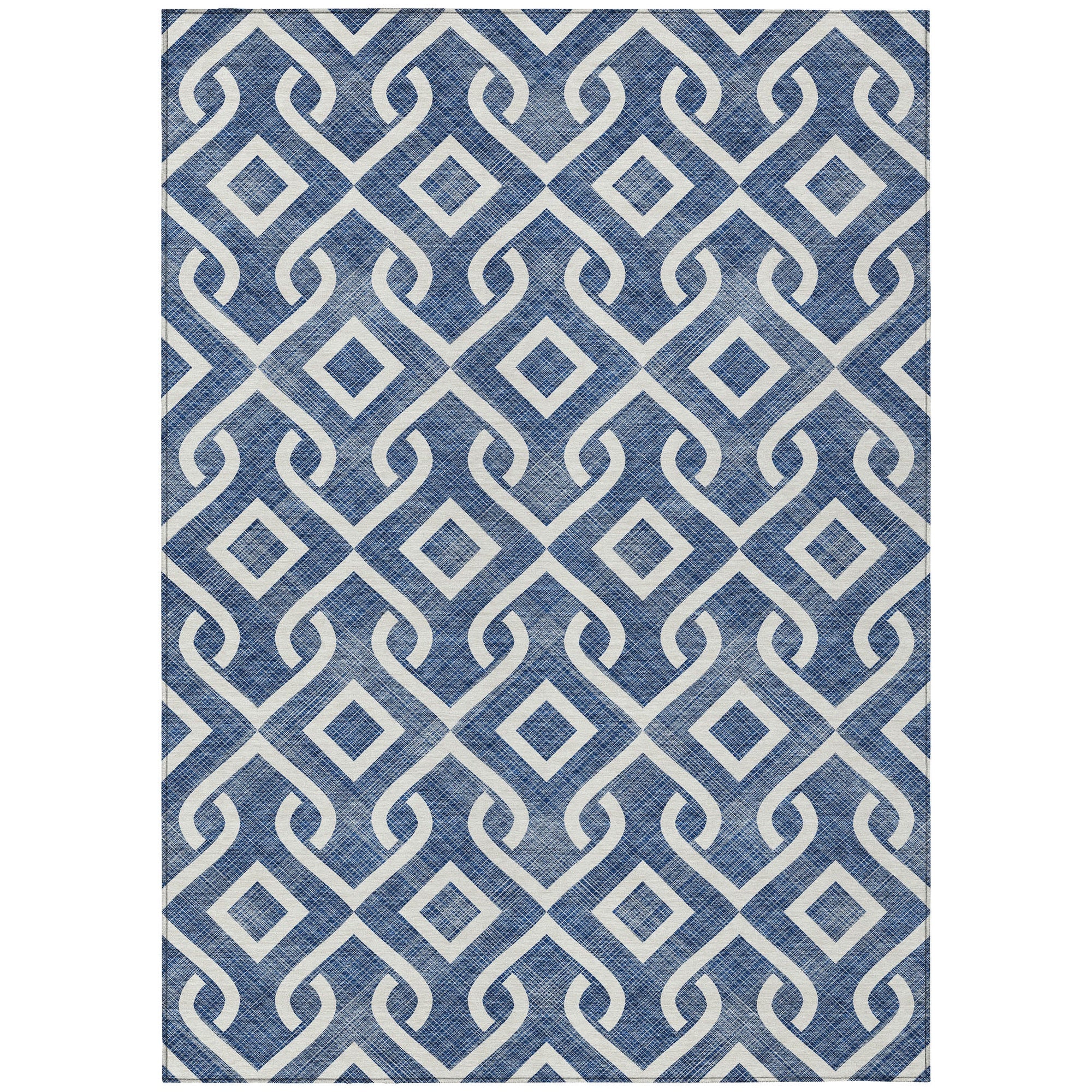 Addison Rugs Offset Stripes Navy Washable Indoor-Outdoor Rug