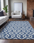 Addison Rugs Offset Stripes Navy Washable Indoor-Outdoor Rug