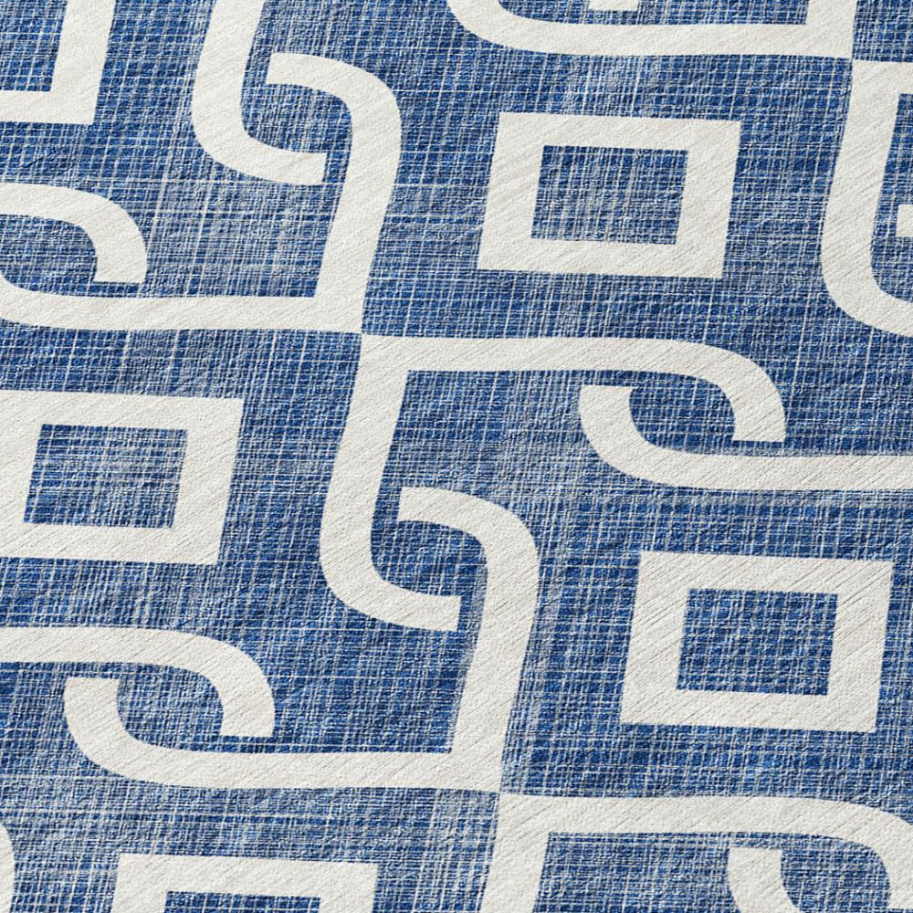 Addison Rugs Offset Stripes Navy Washable Indoor-Outdoor Rug