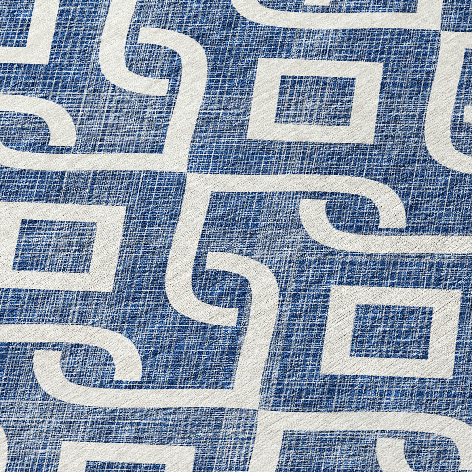 Addison Rugs Offset Stripes Navy Washable Indoor-Outdoor Rug