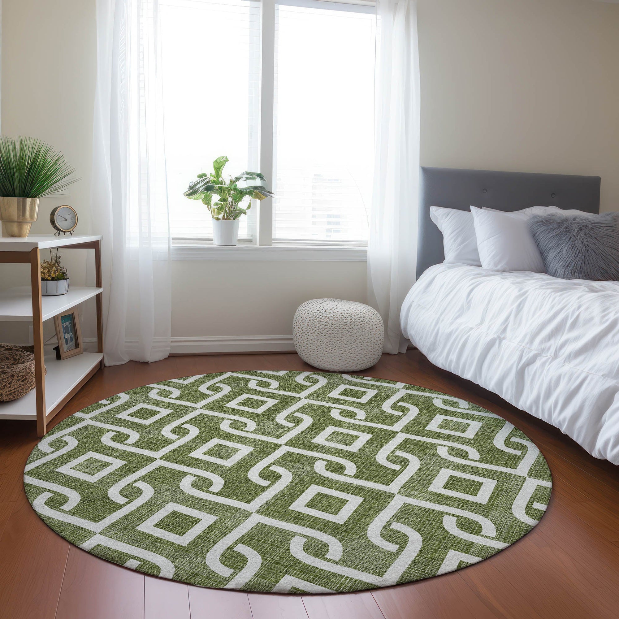 Addison Rugs Offset Stripes Olive Washable Indoor-Outdoor Rug