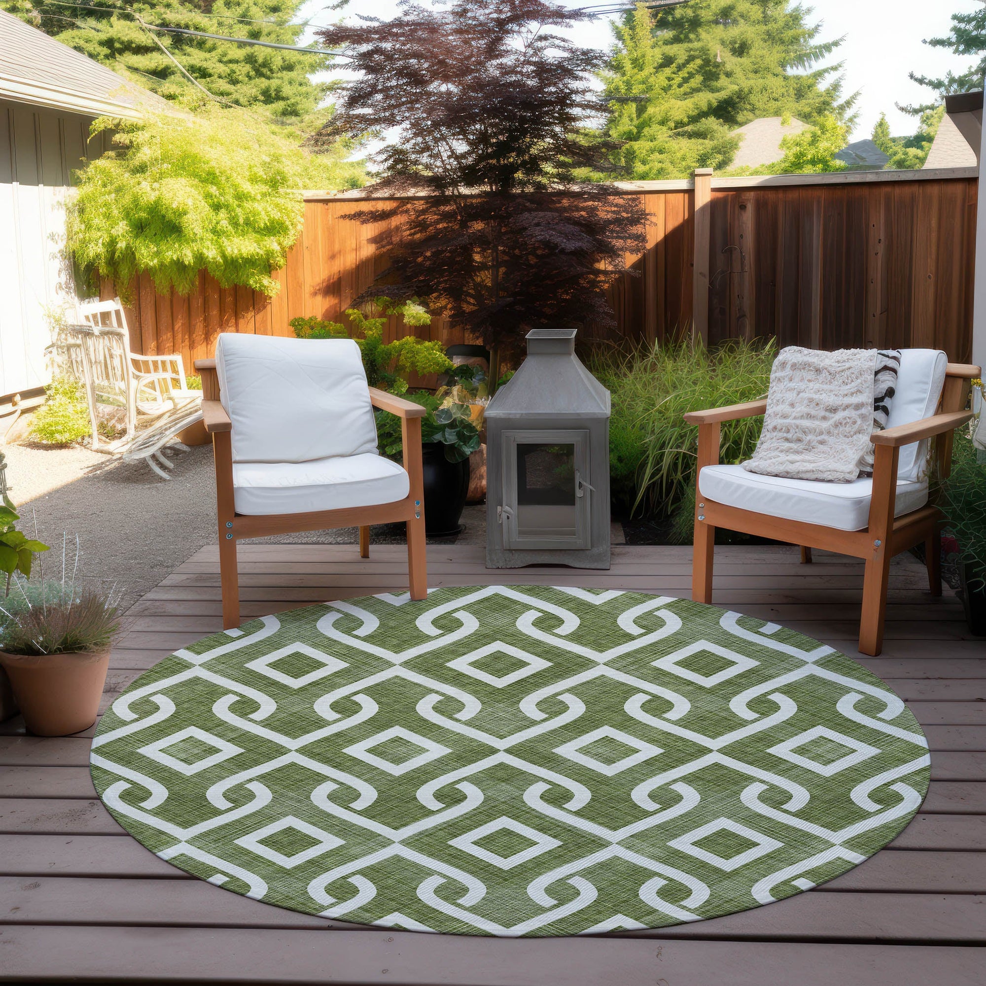 Addison Rugs Offset Stripes Olive Washable Indoor-Outdoor Rug
