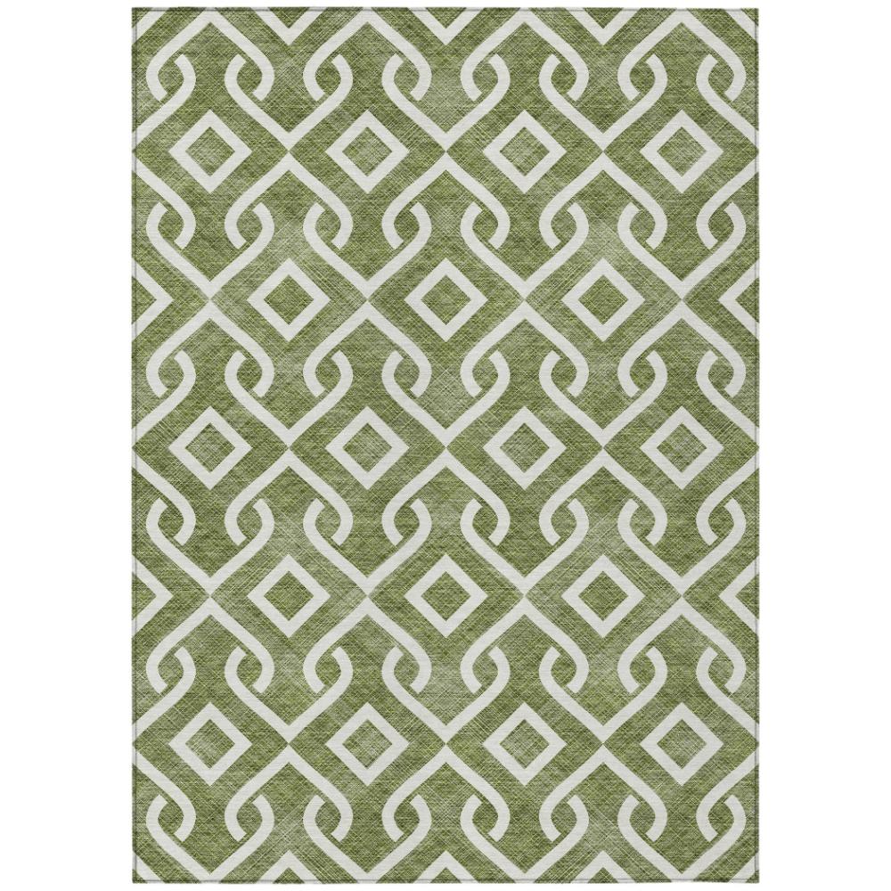 Addison Rugs Offset Stripes Olive Washable Indoor-Outdoor Rug