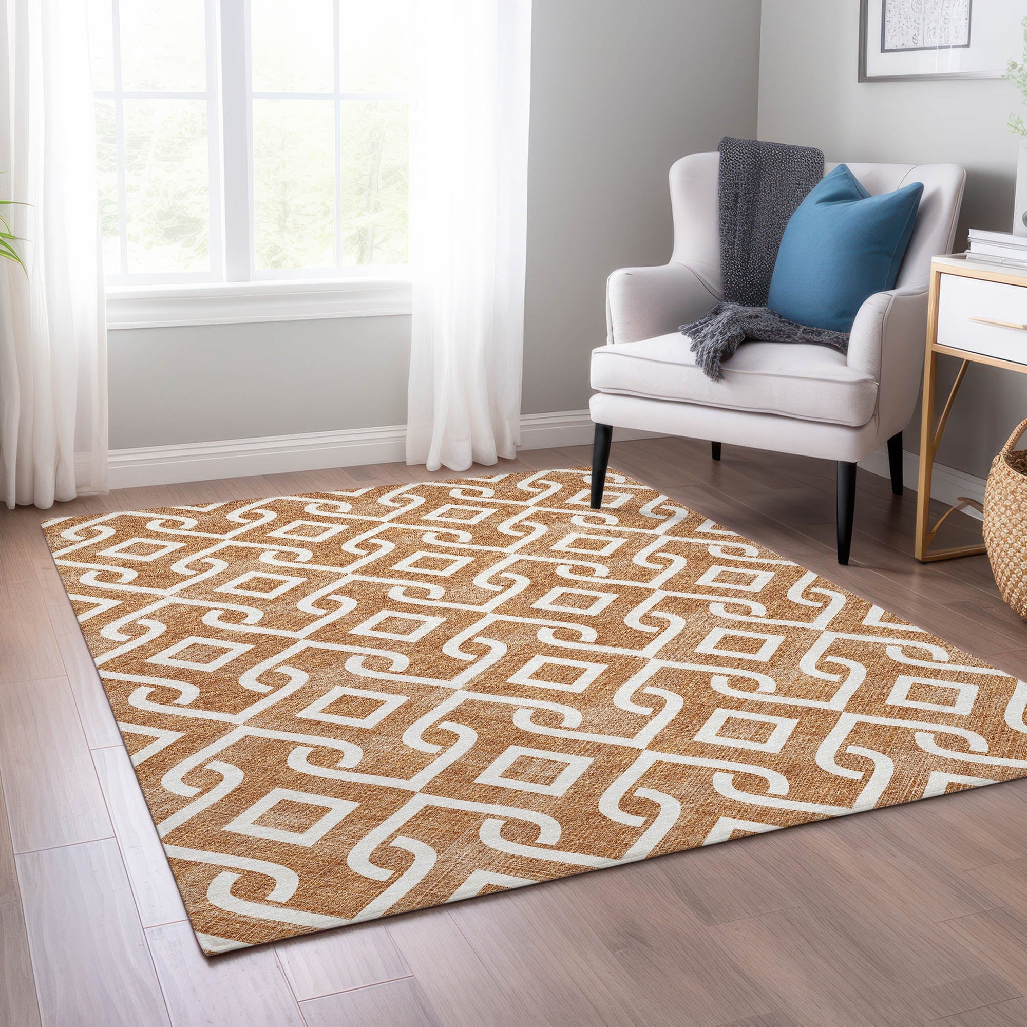 Addison Rugs Offset Stripes Paprika Washable Indoor-Outdoor Rug