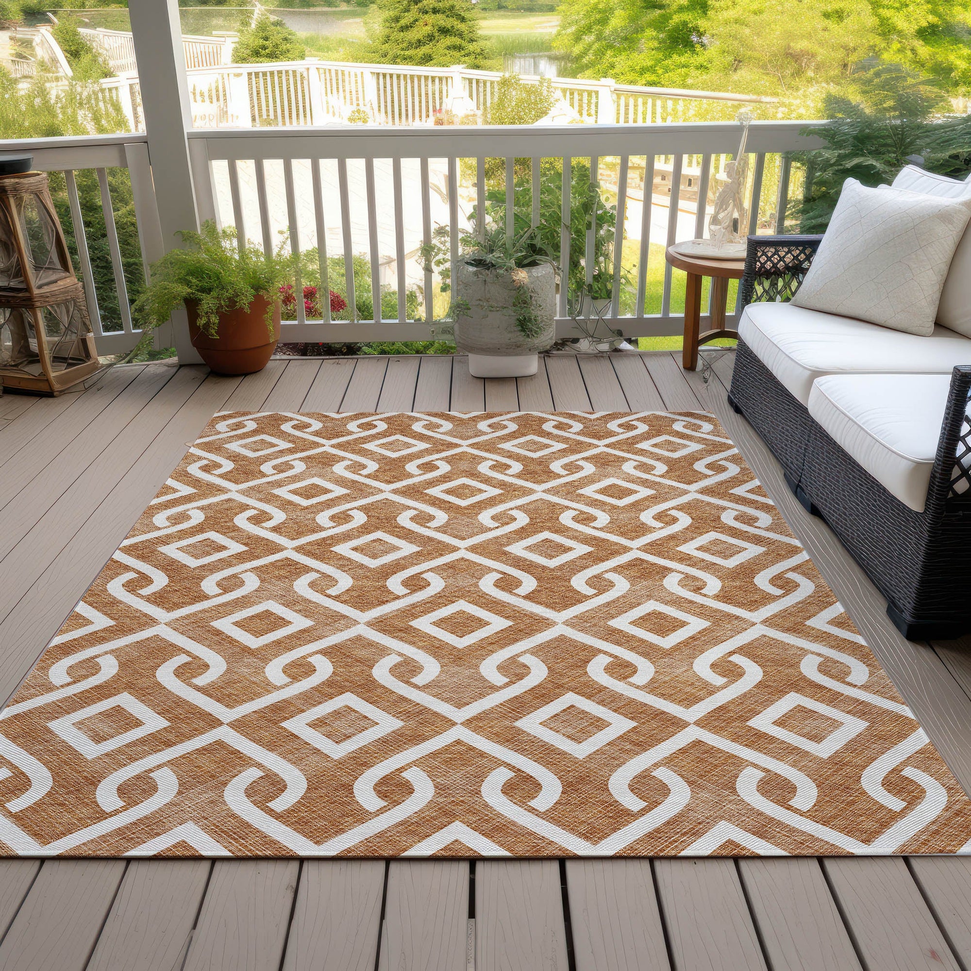 Addison Rugs Offset Stripes Paprika Washable Indoor-Outdoor Rug