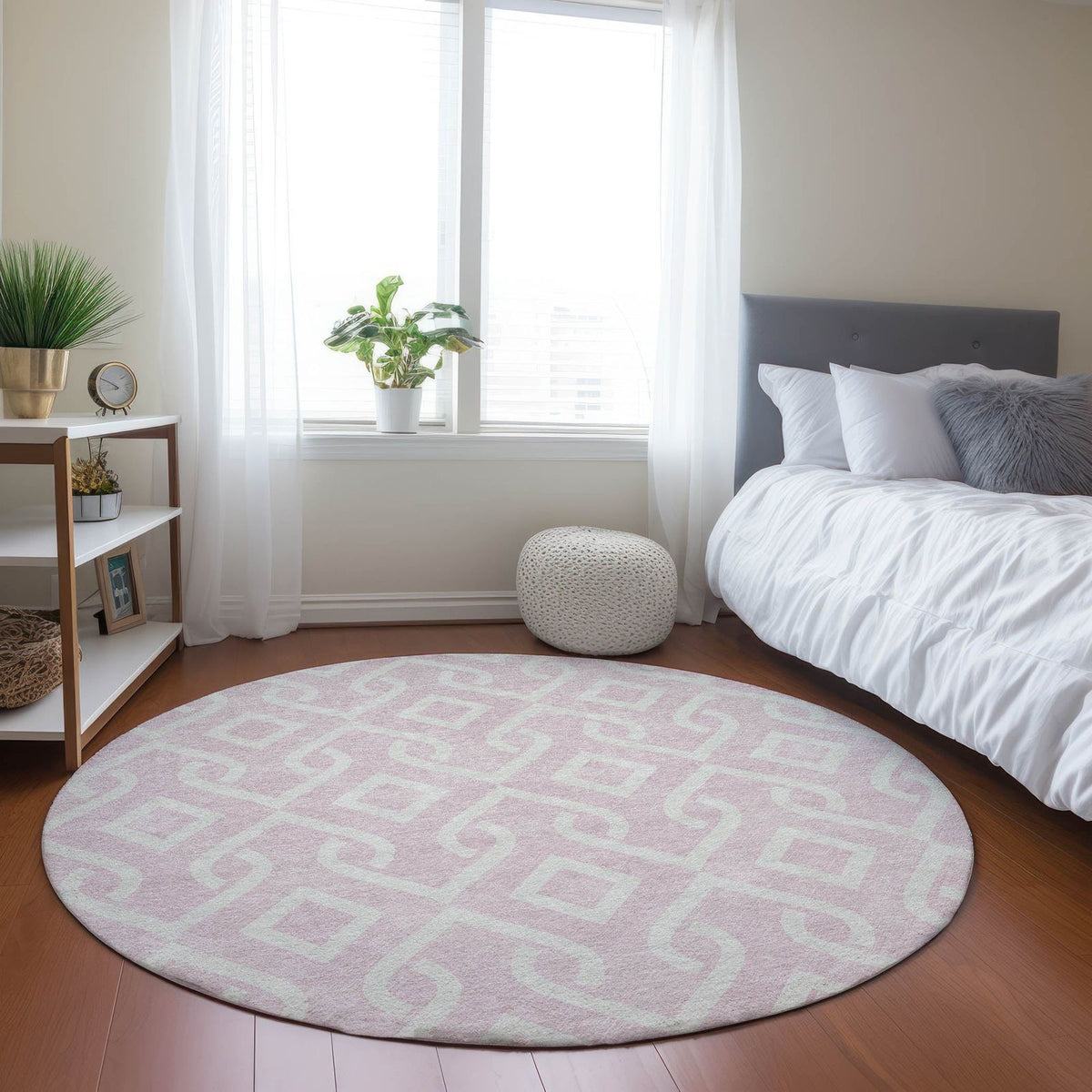 Addison Rugs Offset Stripes Pink Washable Indoor-Outdoor Rug