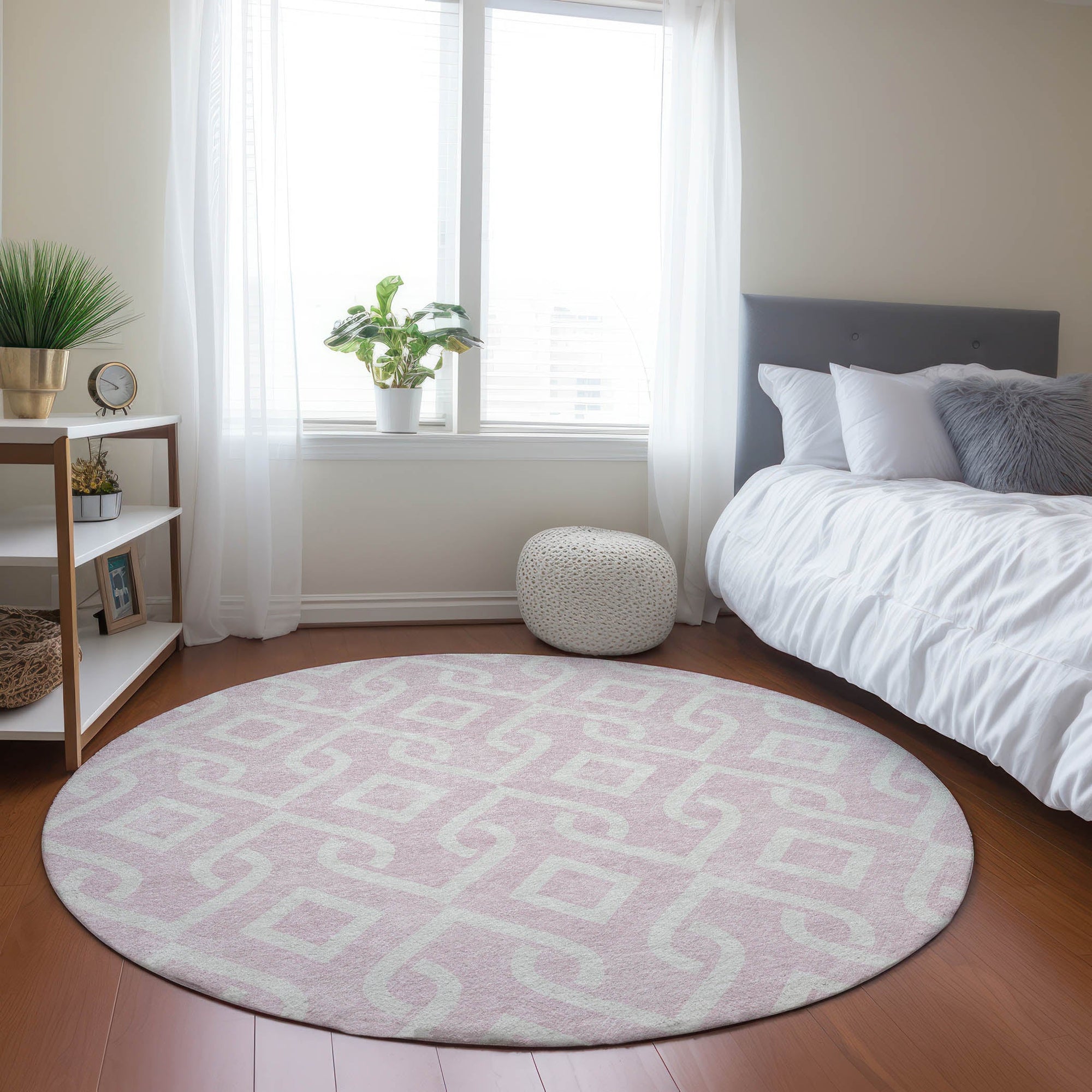 Addison Rugs Offset Stripes Pink Washable Indoor-Outdoor Rug