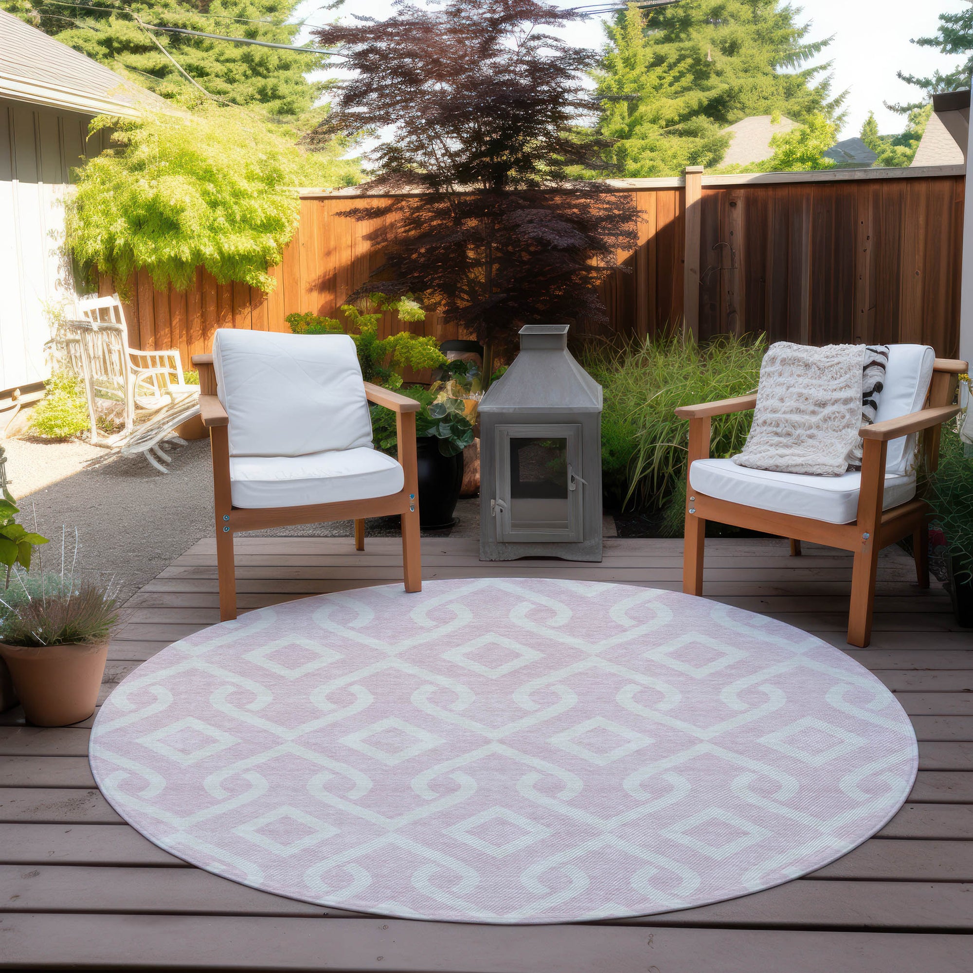 Addison Rugs Offset Stripes Pink Washable Indoor-Outdoor Rug
