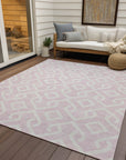 Addison Rugs Offset Stripes Pink Washable Indoor-Outdoor Rug
