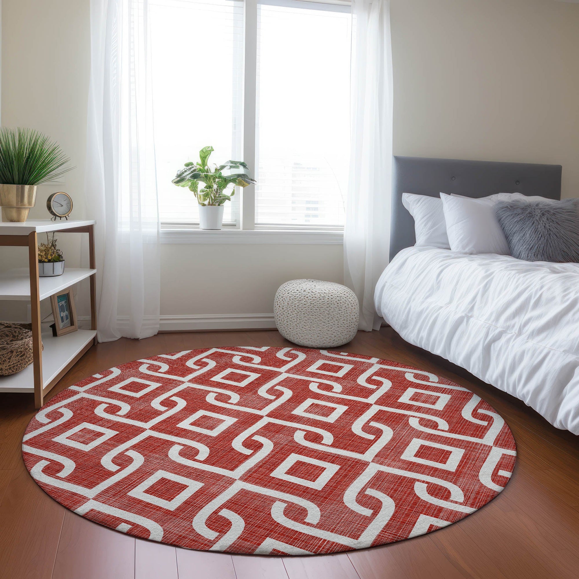Addison Rugs Offset Stripes Red Washable Indoor-Outdoor Rug