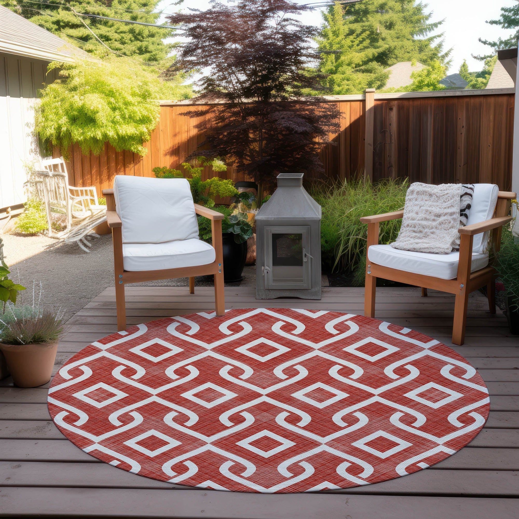 Addison Rugs Offset Stripes Red Washable Indoor-Outdoor Rug