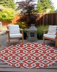 Addison Rugs Offset Stripes Red Washable Indoor-Outdoor Rug